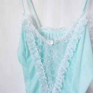 VINTAGE Lacey Cami Size- XS in teal Y2K Coquette Dollette